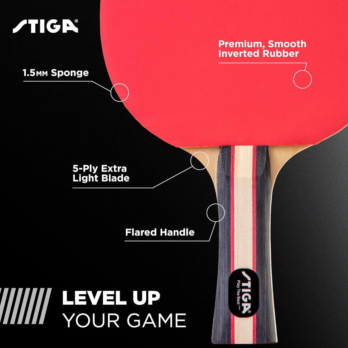 Performance 2 or 4 Player Table Tennis Set – USATT Approved Rackets and 3-Star Balls – 5-Ply Blade & Flared Handle – Perfect for Skill Development