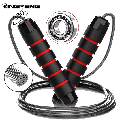 With Ball Bearings Adjustable Tangle-Free Speed Wire Jump Rope Workout with Foam Handles for Fitness Home Workouts and Slim Body