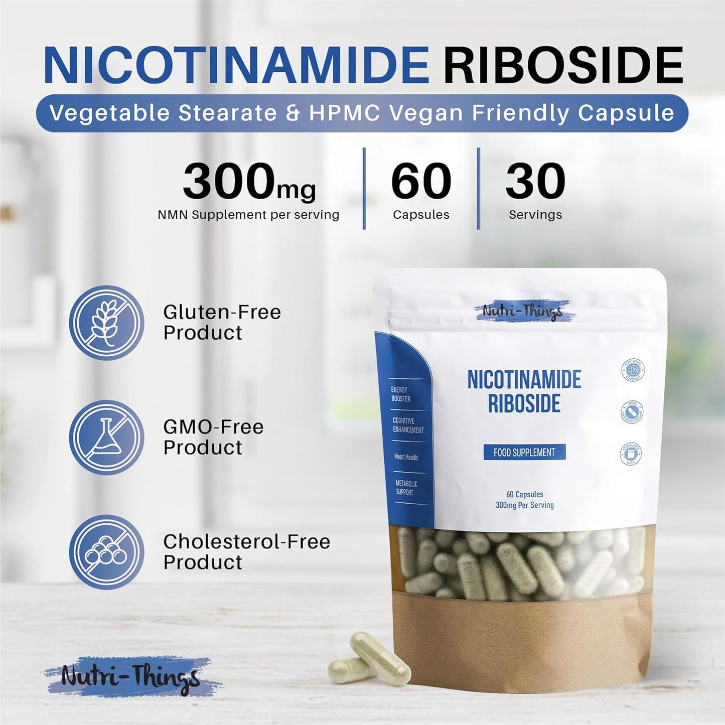 Nicotinamide Riboside Supplement | 60 Capsules | NAD+ Energy Booster