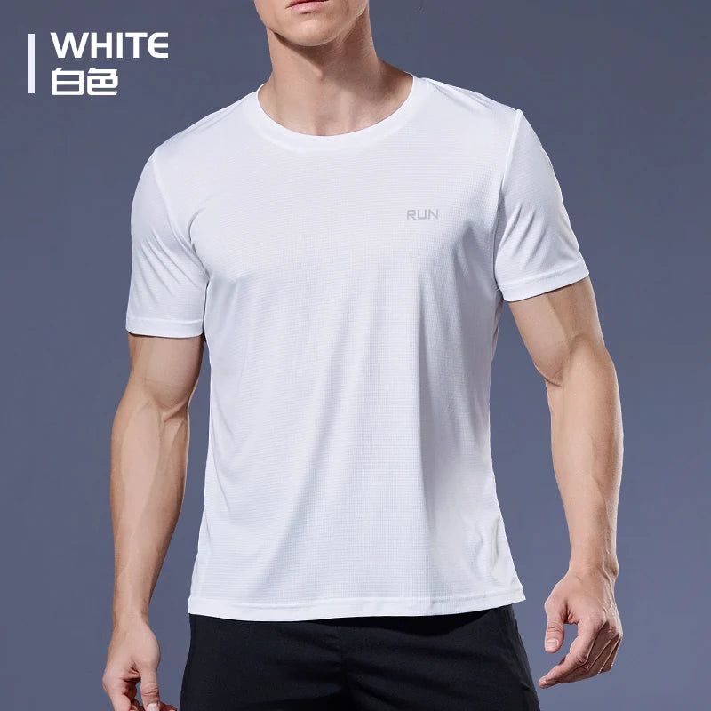 Black Compression Men T-Shirts Workout Sports Running T-Shirt Short Sleeve Quick Dry Tshirt Fitness Exercise Gym Clothing