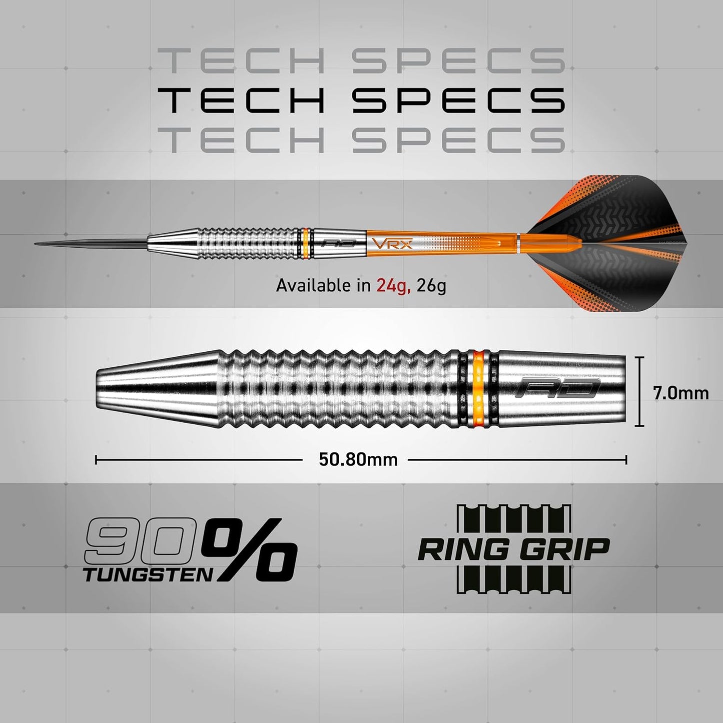 Amberjack Tungsten Darts Set with Darts Flights & Dart Stems (Shafts) – Professional 90% Tungsten Premium Darts Set – Available in 22G, 23G, 24G, 25G, 26G, 27G, 28G, 30G