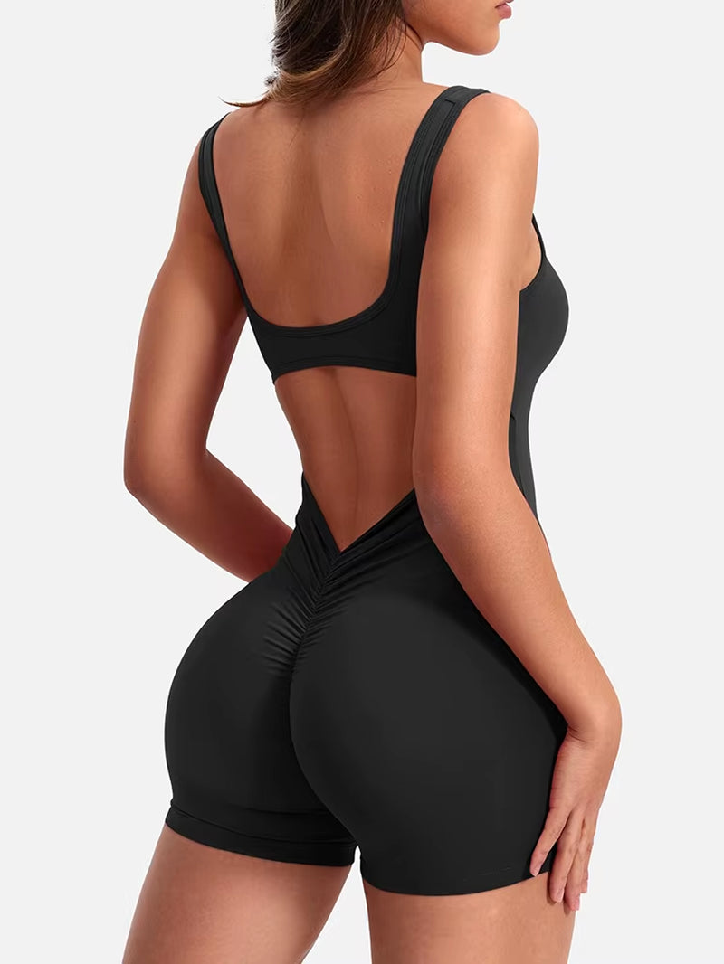 Women'S Slim Fit One-Piece Shorts Spring/Summer 2025 Hip Lifting Backless Yoga Sports Clothing Sexy Design