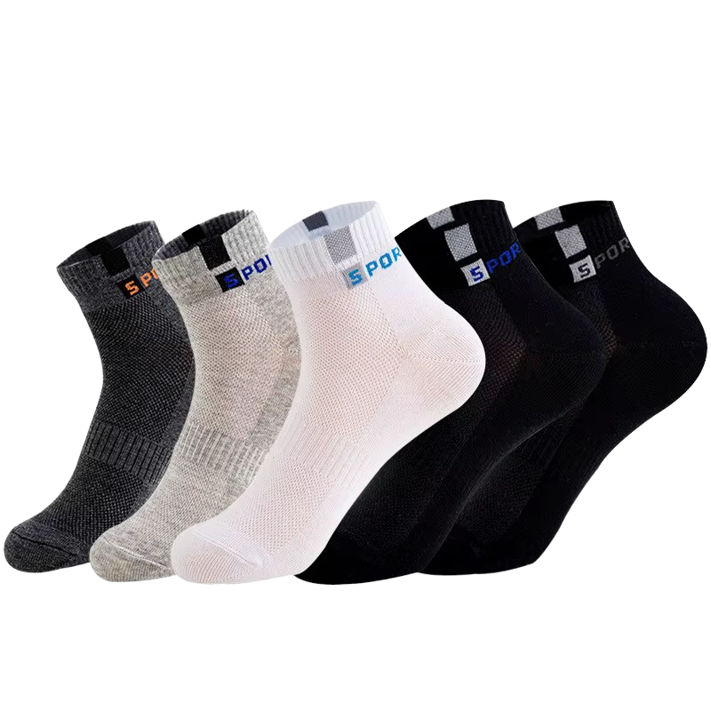 10Pcs=5 Pairs Men Socks Set Cotton Breathable Sweat-Absorbent Spring Autumn Black Socks Business Socks Pack Big Size EU 44 47 48