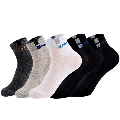 10Pcs=5 Pairs Men Socks Set Cotton Breathable Sweat-Absorbent Spring Autumn Black Socks Business Socks Pack Big Size EU 44 47 48