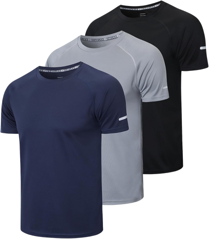 Gaiatiger 1/3 Pack Mens T-Shirts Quick Dry Short Sleeve Tops Moisture Wicking Ac