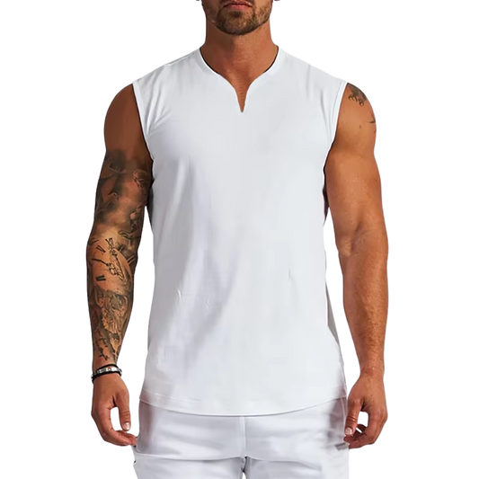 Plain Cotton V-Neck Fitness Tank Top Men Summer Muscle Vest Gym Clothing Bodybuilding Sleeveless Shirt Workout Sports Singlets