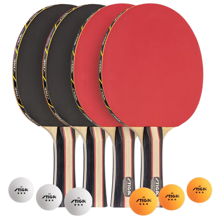Performance 2 or 4 Player Table Tennis Set – USATT Approved Rackets and 3-Star Balls – 5-Ply Blade & Flared Handle – Perfect for Skill Development