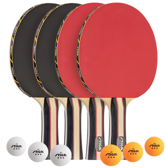 Performance 2 or 4 Player Table Tennis Set – USATT Approved Rackets and 3-Star Balls – 5-Ply Blade & Flared Handle – Perfect for Skill Development