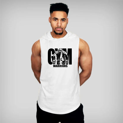 Gym Hooded Tank Top Men Summer Fitness Clothing Bodybuilding Hoody Vest Mens Sports Fashion Cotton Sleeveless T Shirts plus Size