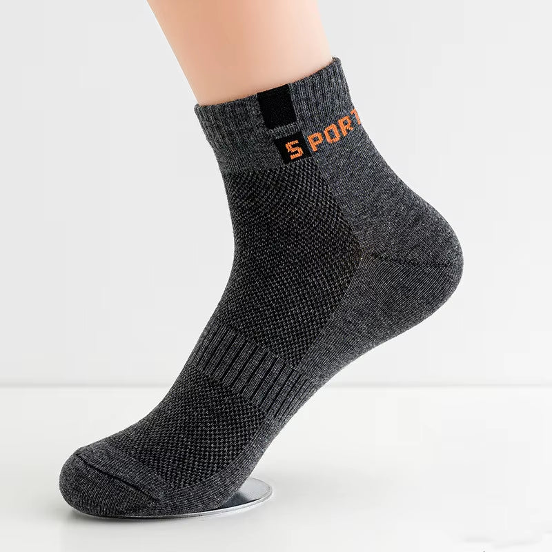 10Pcs=5 Pairs Men Socks Set Cotton Breathable Sweat-Absorbent Spring Autumn Black Socks Business Socks Pack Big Size EU 44 47 48