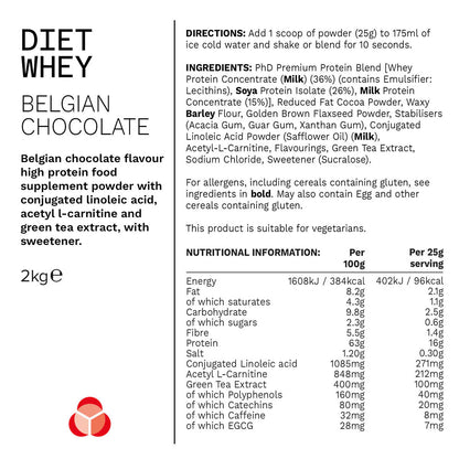 Diet Whey Powder Belgian Chocolate Flavour, 2Kg