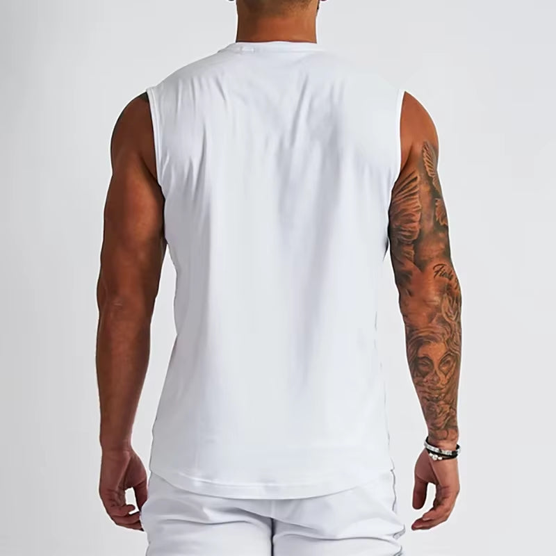 Plain Cotton V-Neck Fitness Tank Top Men Summer Muscle Vest Gym Clothing Bodybuilding Sleeveless Shirt Workout Sports Singlets