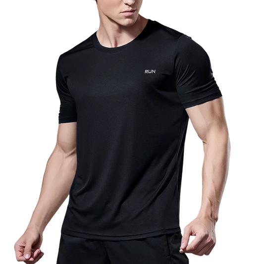 Black Compression Men T-Shirts Workout Sports Running T-Shirt Short Sleeve Quick Dry Tshirt Fitness Exercise Gym Clothing