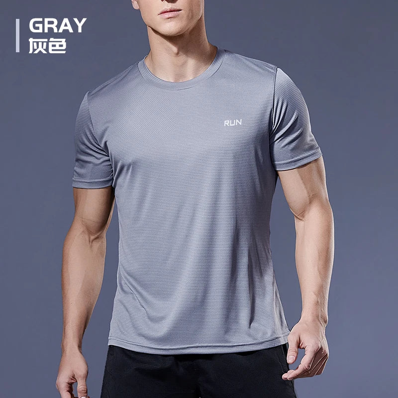 Black Compression Men T-Shirts Workout Sports Running T-Shirt Short Sleeve Quick Dry Tshirt Fitness Exercise Gym Clothing