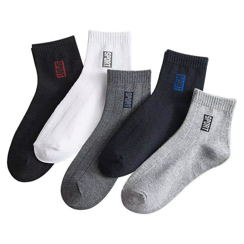 10Pcs=5 Pairs Men Socks Set Cotton Breathable Sweat-Absorbent Spring Autumn Black Socks Business Socks Pack Big Size EU 44 47 48